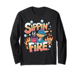 Sippin’ Fire Cute Dragon Tea Lover Long Sleeve T-Shirt