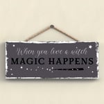 WHEN YOU LOVE A WITCH RECTANGLE WITCHCRAFT THEMED HALLOWEEN WOODEN PLAQUE