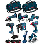 Bosch - Kit 18V BK801BAG (gdx 18V-180+GSR 18V-55+GBH 18V-21+GKS 18V-LI+GST 18V-LIS+GWS 18-125V-LI+GLI 18V-300+GSA 18V-LIC+3x4,0Ah)