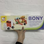 Car Transporter Wooden Toy Vehicles Barrier Colourful Child Boy Girl *BOX TATTY*