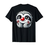 Retro Red Cute Sloth Nose Funny Day Kids 2024 Print On Back T-Shirt