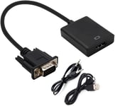 Adaptateur VGA vers HDMI Prise en charge audio Résolution 1080P Convertisseur HDMI vers VGA avec audio 3,5 mm et recharge micro USB pour ordinateur, PC, ordinateur portable, moniteur.[V1144]