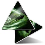 2 x Triangle Stickers 10 cm - Green Anaconda Snake  #21647