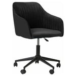 Beliani - Chaise à Roulettes en Velours Noir sur Pied Chromé Réglable avec Accoudoirs Tendance et Design Vintage et Glamour pour Coin Bureau