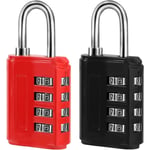 CCYKXA Lot de 2 Cadenas Code 4 Chiffres, Cadenas Valise Avion Petit Cadenas a Code College Métal pour Casier Bagage Gym (Rouge, Noir)