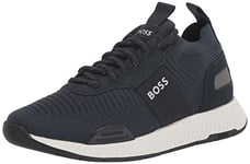 BOSS Homme Mesh Mix Running Sneakers Basket, Bleu Nuit, 39 EU