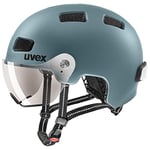 uvex Rush Visor - Lightweight City Bike Helmet for Men & Women - Visor - incl. LED Light - Deep Turquoise Matt - 58-61 cm