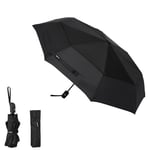 Amazon Basics - Parapluie de voyage automatique, compact, diamètre : 98 cm, résistant au vent, avec aération, Ronde, noir, taille unique