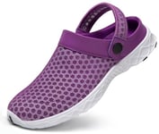 SAGUARO Sabots Homme Femme Chausson Léger Respirant Sandales de Plage Mesh Mules Pantoufle pour Piscine Jardin, Violet, 36 EU