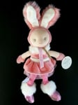 S8. DOUDOU ET COMPAGNIE POUPEE LADY DEGUISE LAPIN ROSE BLANC GRIS POIS 26cm NEUF