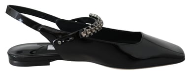 Jimmy Choo WoMens Black Patent Leather Mahdis Flat Shoes - Size 36.5 EU/IT