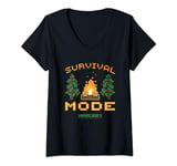 Womens Minecraft Survival Mode Campfire In The Woods V-Neck T-Shirt