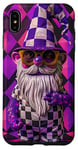 Coque pour iPhone XS Max Nain de jardin Pop Art violet à carreaux 4 juillet Indépendance