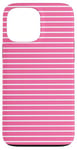 Coque pour iPhone 13 Pro Max Rose Blanc rayé Girly Esthétique Preppy Stripe