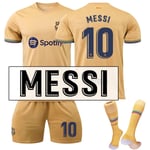 22-23 Messi 10 FC Barcelona fotbollströja T-shirt set för barn 24（140-145cm)