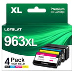 LOFBLAT 963XL 963 XL Cartouches d'encre Remplacement pour HP 963XL pour HP OfficeJet Pro 9010 9012 9020 9014 9015 9016 9018 9022 9025 9019 (1 Noir 1 Cyan 1 Jaune 1 Magenta, 4-Pack)