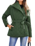 GRACE KARIN Long Ladies Jacket Warm Heated Puffer Plaid Winter Coats for Women UK S CL2744-03/Green