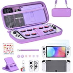 Younik Switch OLED Accessories Bundle, 17 in 1 Switch OLED Accessories Kit Include Switch Carrying Case with 9 Game Card Slots, Adjustable Stand, Protective Case for Switch Console & J-Con