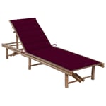 Transat Chaise Longue Bain De Soleil Lit De Jardin Terrasse Meuble D'extérieur Avec Coussin Bambou Helloshop26 02_0012289