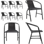 Chaises de jardin lot de 6 Rotin plastique et acier 110 kg - chaise de jardin - chaises de jardin - Home & Living - Noir