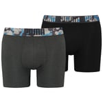 Lot de 2 Boxers Puma coton anthracite et noir