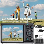 Digital Camera - 4K Autofocus Compact-Camera 32G SD Card, HD 64MP 18X Zoom