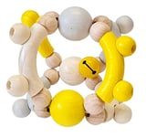 Hess Holzspielzeug 11096 Hochet de motricité en bois en forme de boule avec pièces mobiles pour bébés à partir de 6 mois Fait à la main Jaune naturel Pour la préhension et le hochet joyeux