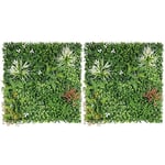 CHRISTOW Meadow Artificial Plant Living Wall Panels, Garden Fence Covering Decoration, Indoor Outdoor Decor, Waterproof UV Protected, (2 Sets of 2 100cm x 50cm Panels)