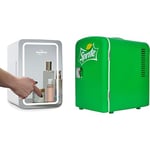 Koolatron Cosmetic Mini Fridge 6L Small Skincare Portable Beaty Mini Fridge with LED Makeup Mirror 12V Personal Cooler White + Sprite Mini Fridge 4L Table Top Mini Fridges 12V Portable Cooler Green