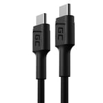 Green Cell Câble USB-C - USB-C Typ-C 0.3m Chargeur Cable 60W Power Delivery noir compatible pour Samsung Galaxy S23 S22 S21 S20 Ultra S10 S9 S8+ | Note 20 10 9 8 | Téléphones Android | MacBook Pro