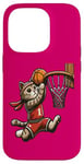 Coque pour iPhone 14 Pro Belle idée cadeau design drôle chat qui fait du basketball