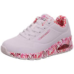 Skechers Women's Uno Love Low-Top Sneakers, White Red, 8 UK