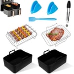 Silicone Air Fryer Liner 8.46" for Ninja AF400UK AF500UK AF451UK AF300UK AF451UK & Tower T17088, Wetisedg® 8 pcs Ninja Air Fryer Accessories, Upgraded Air Fryer Liner Silicone & Dual Air Fryer Racks