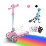 Electric Scooter for Kids Ages 3-12, Kids Scooter with Bluetooth Music Speaker, LED Light-up Wheels, Thumb Accelerator and 3 Adjustable Heights, iScooter iK2 Foldable Kids Scooter, Gift for Boys Girls