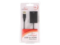 Adaptateur USB 3.0 HDMI femelle USB A prise male 3D 0.15m - noir