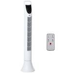 HOMCOM LED 36 Inch Tower Fan 70° Oscillation 3 Speed Remote Controller, White