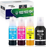 102 104 Encre Compatible avec Epson 102 ou 104 Cartouches d'encre Multipack, pour EcoTank ET-2850 ET-2811 ET-4800 ET-2700 ET-2710 ET-2720 ET-2750 ET-3700 ET-3750 ET-4700 ET-4750 ET-15000