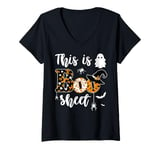 Womens This Is Boo Sheet Halloween Ghost Costumes Men Women Couples V-Neck T-Shirt