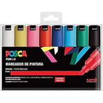 UNI Posca Pens Set PC 8K Basic - Paket med 8 - 6 till 8 mm spets - Opak - UNI-BALL varumärke