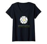 Womens England County Yorkshire White Rose Symbol UK Country V-Neck T-Shirt