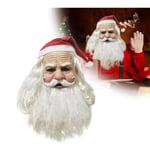 Jultomten Santa Claus Realistisk Latex Mask Helmask med Röd Tomteluva + Skägg