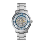 FOSSIL Townsman Watch for Men, Automatic Movement with Stainless Steel or Leather Strap,Silver Tone,44 mm