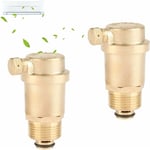 Memkey - Lot de 2 vannes de purge automatiques DN15 en laiton avec limiteur de pression pour chauffe-eau solaire