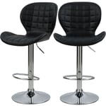 Rendez-vous Déco - Chaise de bar réglable 53/74cm en cuir synthétique noir (lot de 2) - mazzia