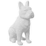 DRW Figurine d'un Chien Assis en céramique Blanc Brillant 26 x 14 x 33 cm