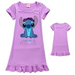 Barnflickor Lilo och Stitch Pyjamas Nattklänning Nattkläder Purple 150cm