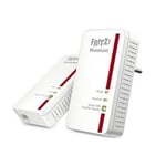 AVM FRITZ!Powerline 1240E - WLAN Set - kit d'adaptation pour courant porteur 1GbE, HomePlug AV (HPAV) 2.0, IEEE 1901 - Wi-Fi - 2,4 Ghz - Branchement mural (pack de 2)