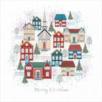 Pack of 8 Snowy Christmas Village Samaritans Charity Christmas Cards Xmas Cards