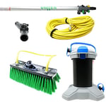 Unger Rinse & Go Pure Water Cleaning Kit - 1.5m Telescopic Pole, Water-Fed Brush & 20M Hose Pipe - Outdoor Professional Car Wash & Conservatory Cleaning Kit