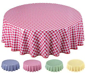 Home Direct Round Oilcloth PVC Wipe Clean Tablecloth Table Cover 140cm 55" Checkers Red